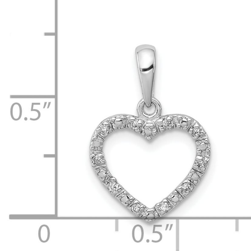 0.05 ct. t.w. Diamond Heart Pendant in Rhodium-plated Sterling Silver