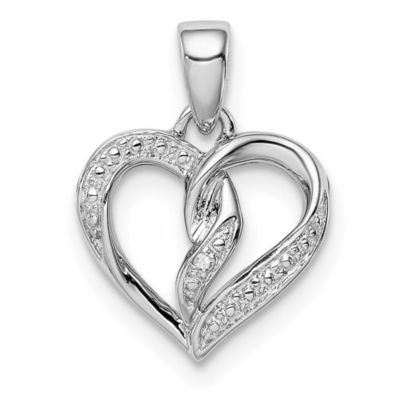 0.005 ct. t.w. Diamond Heart Pendant in Rhodium-plated Sterling Silver