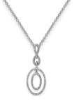 1/4 ct. t.w. Diamond Oval Pendant with 18 Inch Chain in Rhodium Plated Sterling Silver