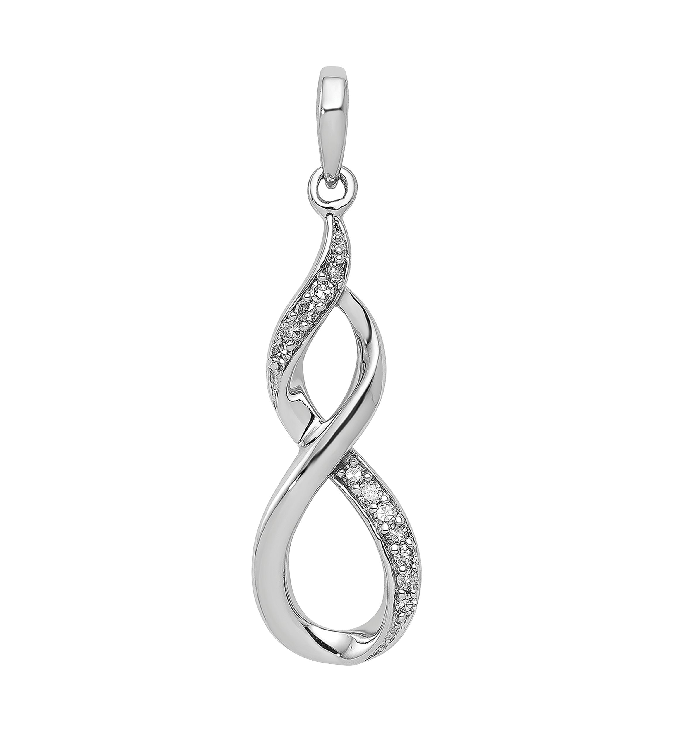 1/10 ct. t.w. Diamond Figure 8 Pendant with 18 Inch Chain in Rhodium Plated Sterling Silver