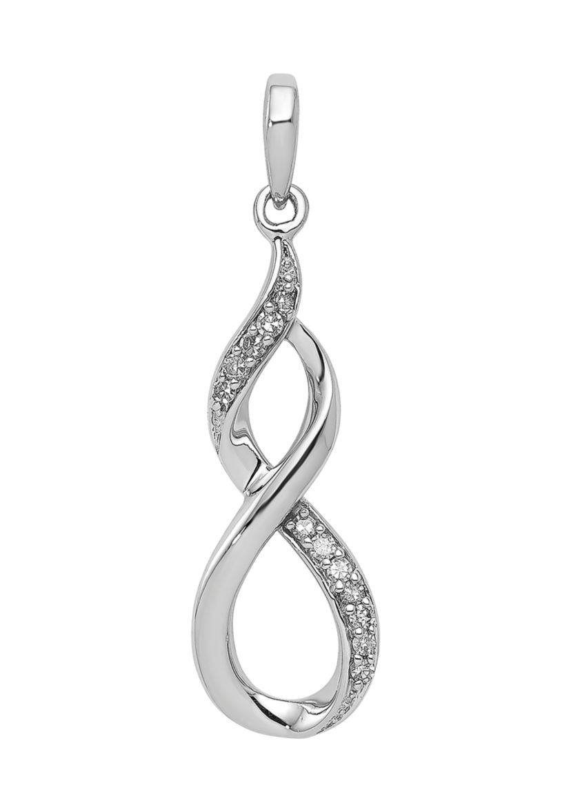 1/10 ct. t.w. Diamond Figure 8 Pendant with 18 Inch Chain in Rhodium Plated Sterling Silver