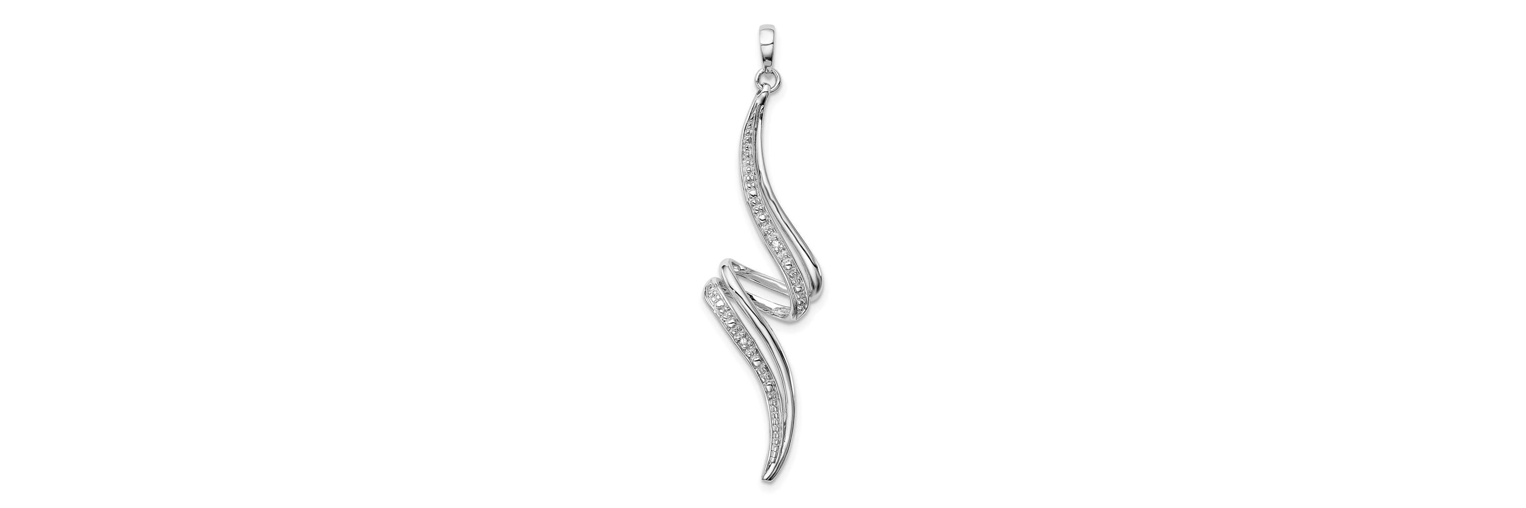 0.01 ct. t.w. Diamond Swirl Pendant in Rhodium-plated Sterling Silver