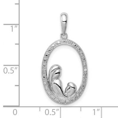 0.01 ct. t.w. Diamond Mother and Child Pendant in Rhodium-plated Sterling Silver