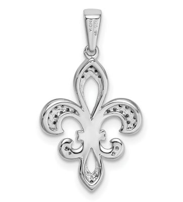 1/10 ct. t.w. Diamond Fleur De Lis with 14k Gold Accent Pendant in Rhodium-plated Sterling Silver