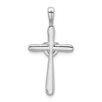 0.009 ct. t.w. Diamond Cross with Heart Pendant in Rhodium-plated Sterling Silver