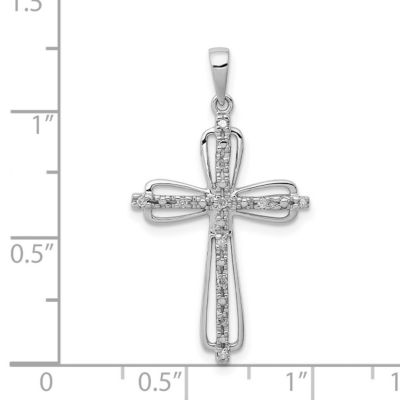 0.055 ct. t.w. Diamond Cross Pendant in Rhodium-plated Sterling Silver