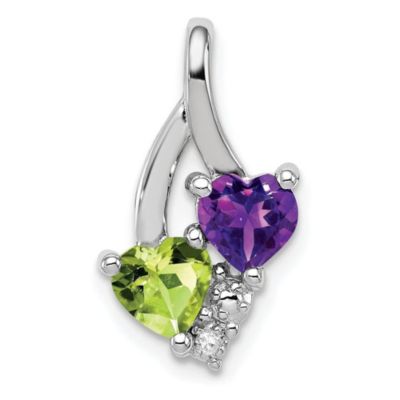 Belk & Co 1/10 ct. t.w. Amethyst, 5/8 ct. t.w. Peridot and 0.01 ct. t.w. Diamond Pendant in Rhodium-plated Sterling Silver, White