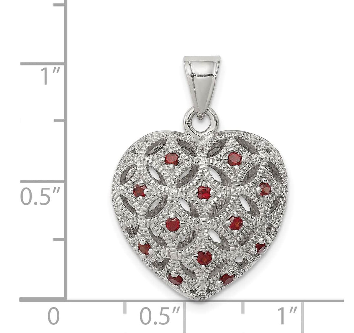 1/4 ct. t.w. Garnet Heart Pendant in Rhodium-plated Sterling Silver