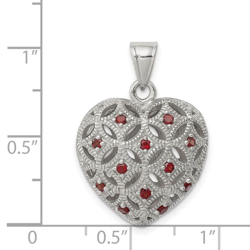 1/4 ct. t.w. Garnet Heart Pendant in Rhodium-plated Sterling Silver