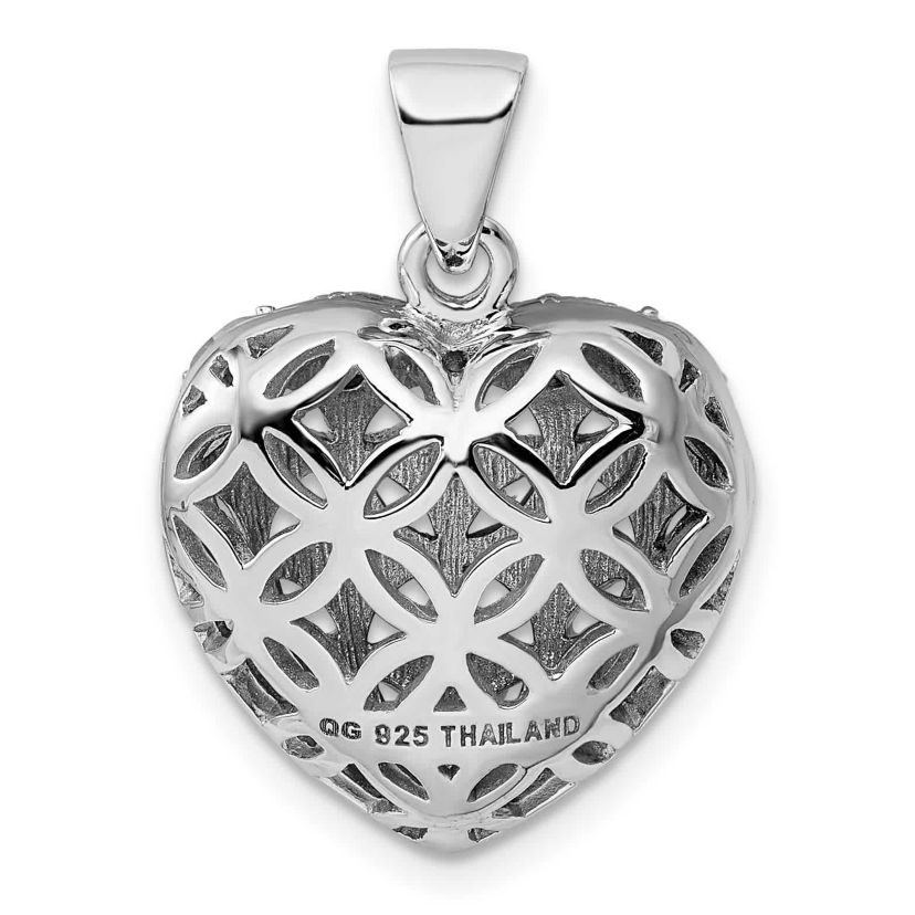 1/4 ct. t.w. Garnet Heart Pendant in Rhodium-plated Sterling Silver