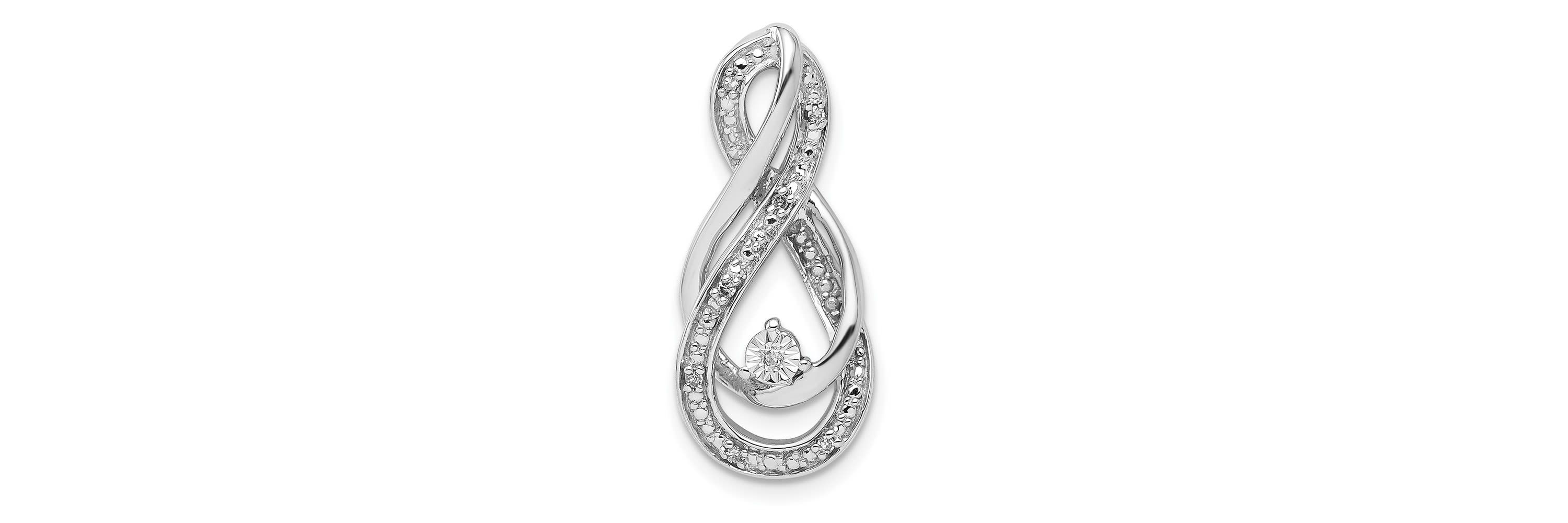 0.027 ct. t.w. Diamond Infinity Symbol Slide Pendant in Rhodium-plated Sterling Silver