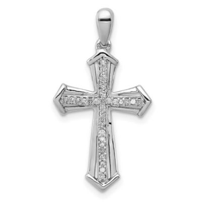 1/8 ct. t.w. Diamond Cross Pendant in Rhodium-plated Sterling Silver