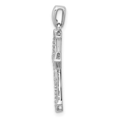 1/8 ct. t.w. Diamond Cross Pendant in Rhodium-plated Sterling Silver