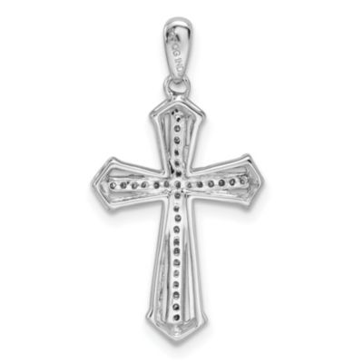 1/8 ct. t.w. Diamond Cross Pendant in Rhodium-plated Sterling Silver