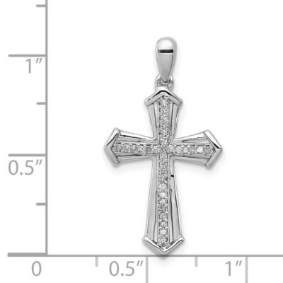 1/8 ct. t.w. Diamond Cross Pendant in Rhodium-plated Sterling Silver