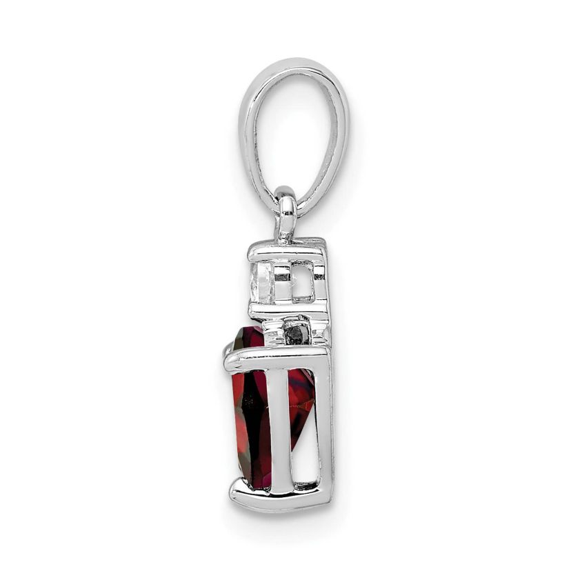 1.2 ct. t.w. Garnet and 1/10 ct. t.w. White Topaz Heart Pendant in Rhodium-plated Sterling Silver
