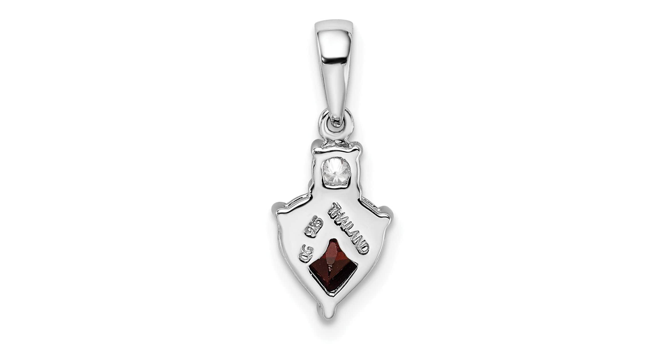 1.2 ct. t.w. Garnet and 1/10 ct. t.w. White Topaz Heart Pendant in Rhodium-plated Sterling Silver