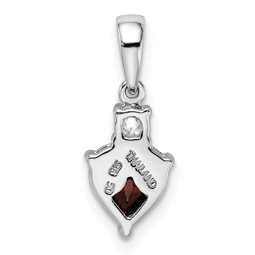 1.2 ct. t.w. Garnet and 1/10 ct. t.w. White Topaz Heart Pendant in Rhodium-plated Sterling Silver