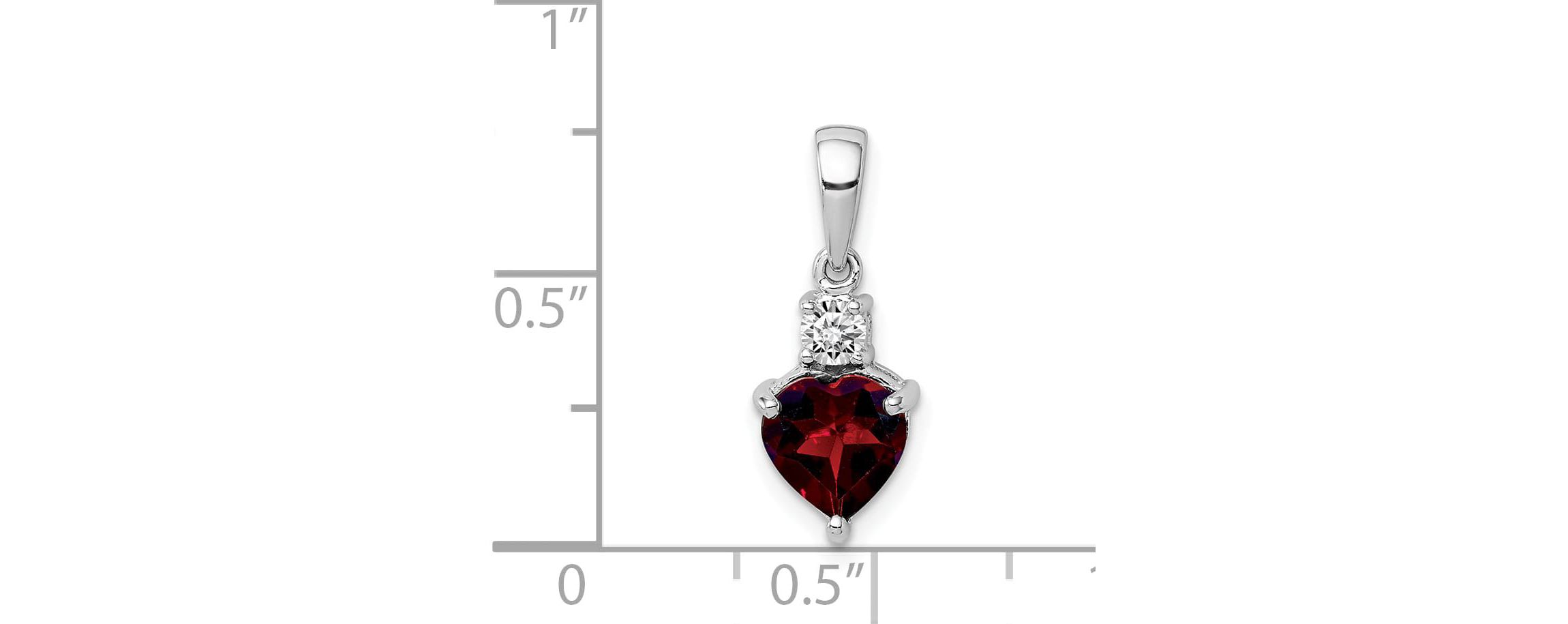 1.2 ct. t.w. Garnet and 1/10 ct. t.w. White Topaz Heart Pendant in Rhodium-plated Sterling Silver