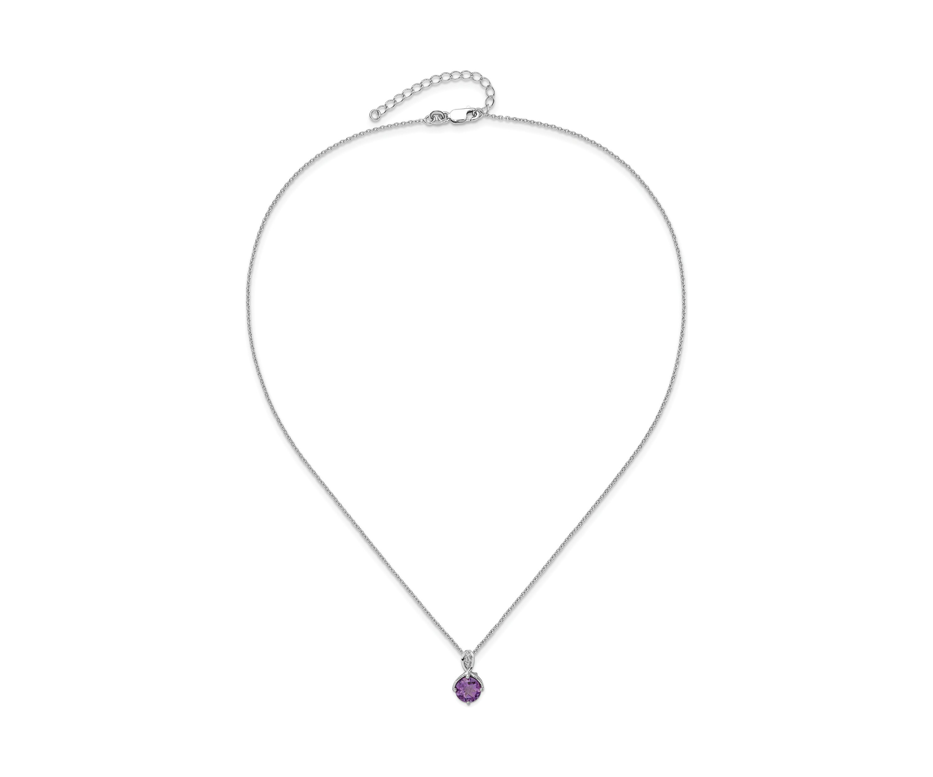 2.05 ct. t.w. Amethyst and White Topaz with 2 Inch Extension Necklace in Rhodium Plated Sterling Silver