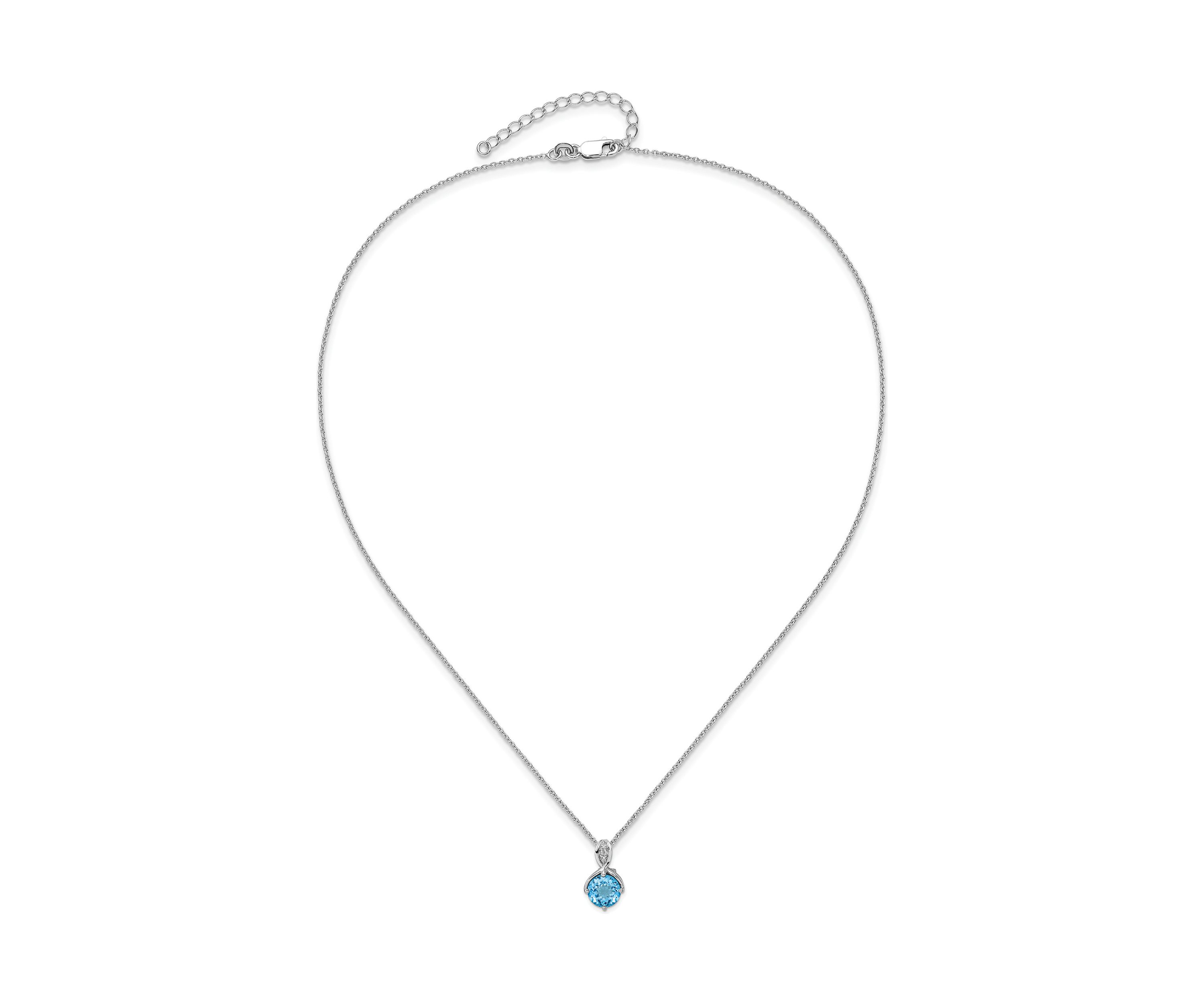 2.35 ct. t.w. Swiss Blue Topaz and White Topaz with 2-inch Extension Necklace in Rhodium-plated Sterling Silver