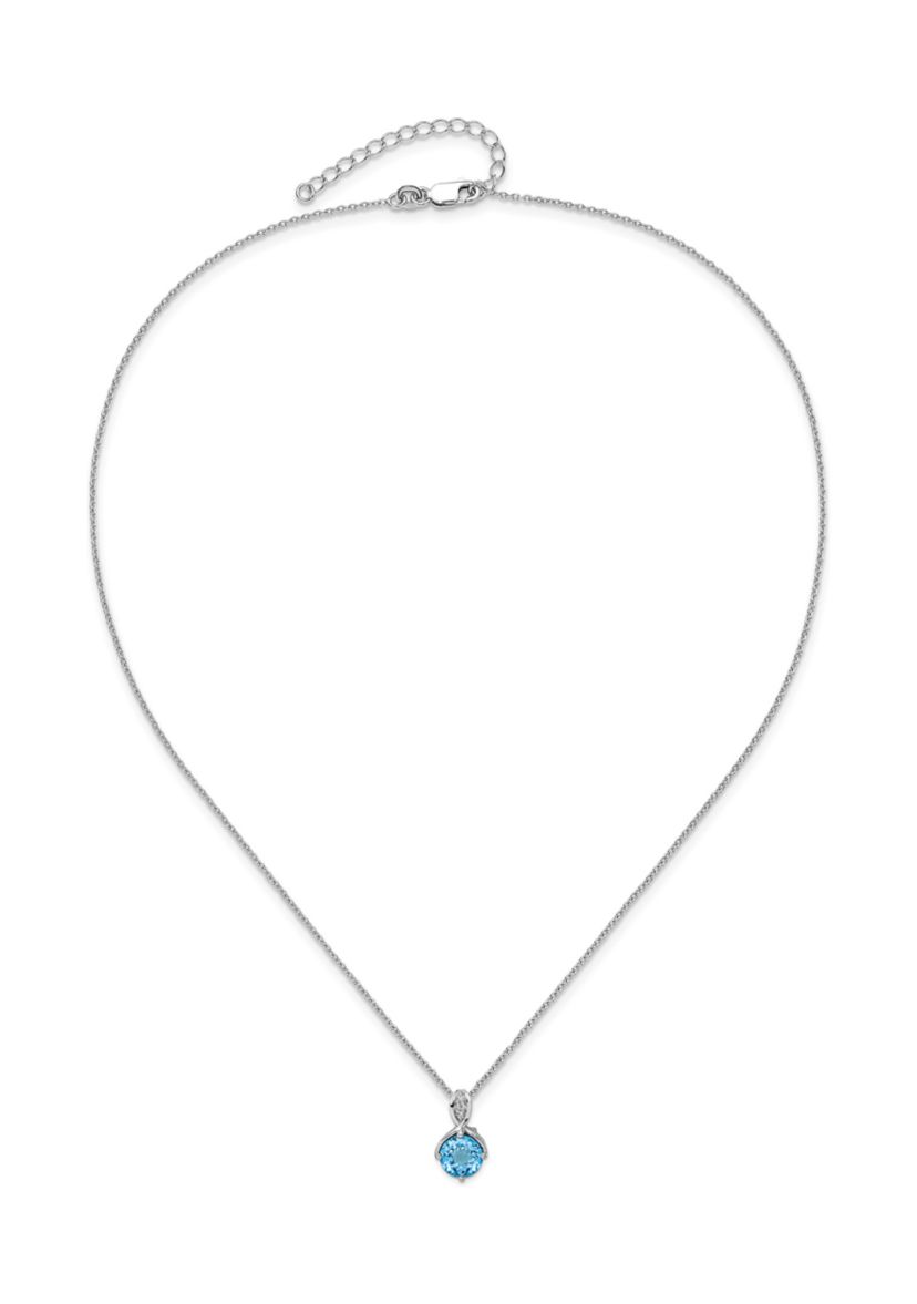 2.35 ct. t.w. Swiss Blue Topaz and White Topaz with 2-inch Extension Necklace in Rhodium-plated Sterling Silver