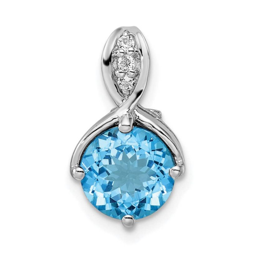 2.35 ct. t.w. Blue Topaz and 1/20 ct. t.w. White Topaz Circle Pendant in Rhodium-plated Sterling Silver