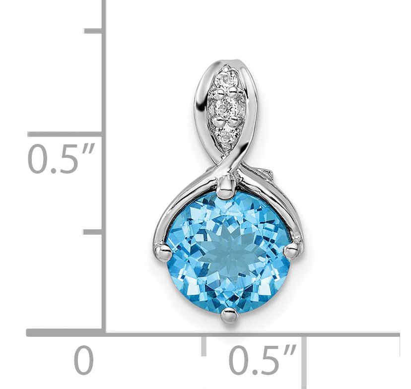 2.35 ct. t.w. Blue Topaz and 1/20 ct. t.w. White Topaz Circle Pendant in Rhodium-plated Sterling Silver