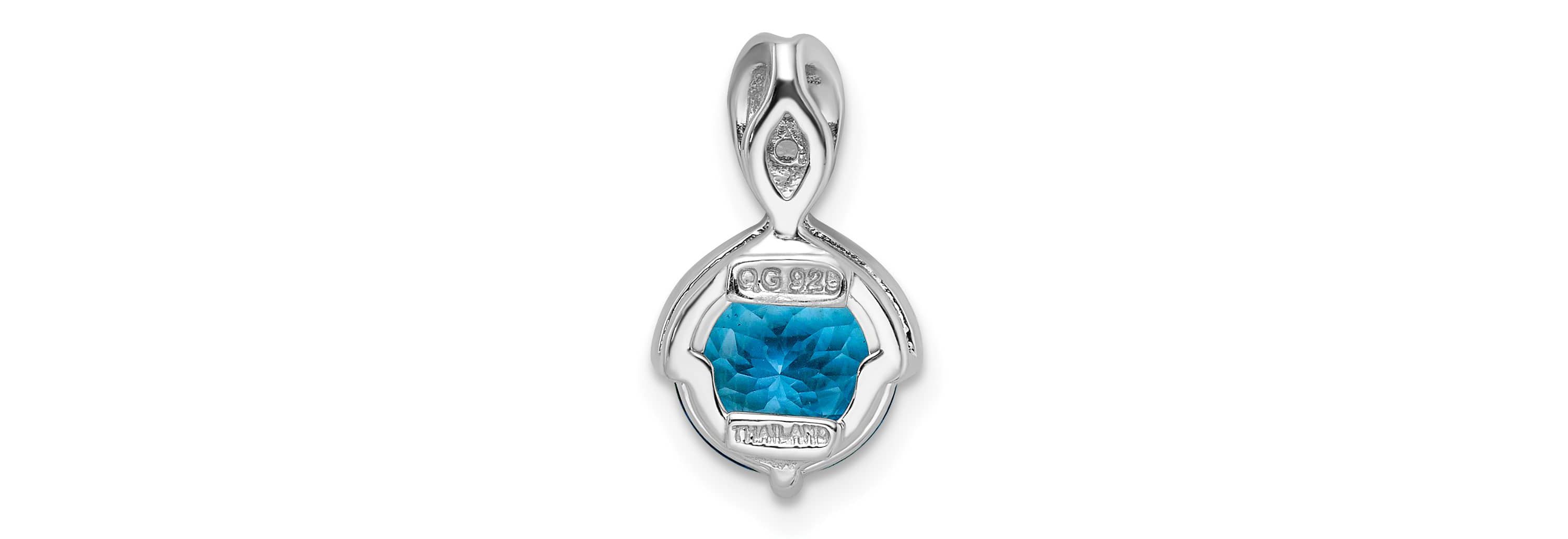 2.35 ct. t.w. Blue Topaz and 1/20 ct. t.w. White Topaz Circle Pendant in Rhodium-plated Sterling Silver