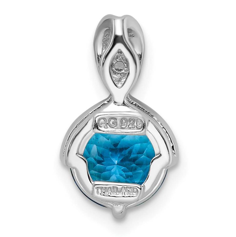 2.35 ct. t.w. Blue Topaz and 1/20 ct. t.w. White Topaz Circle Pendant in Rhodium-plated Sterling Silver
