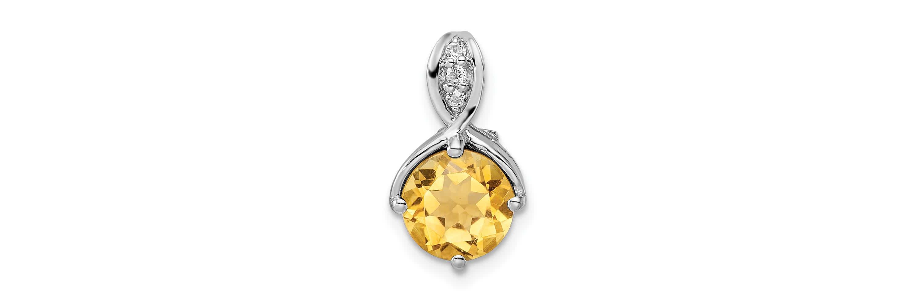 1.86 ct. t.w. Citrine and 0.06 ct. t.w. White Topaz Pendant in Rhodium-plated Sterling Silver