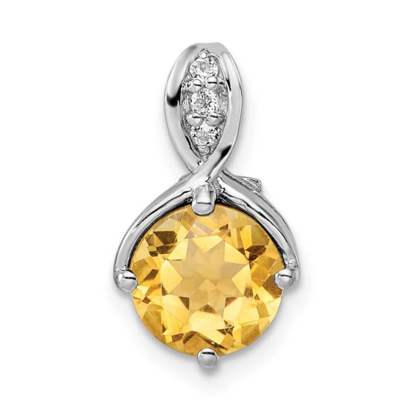 1.86 ct. t.w. Citrine and 0.06 ct. t.w. White Topaz Pendant in Rhodium-plated Sterling Silver