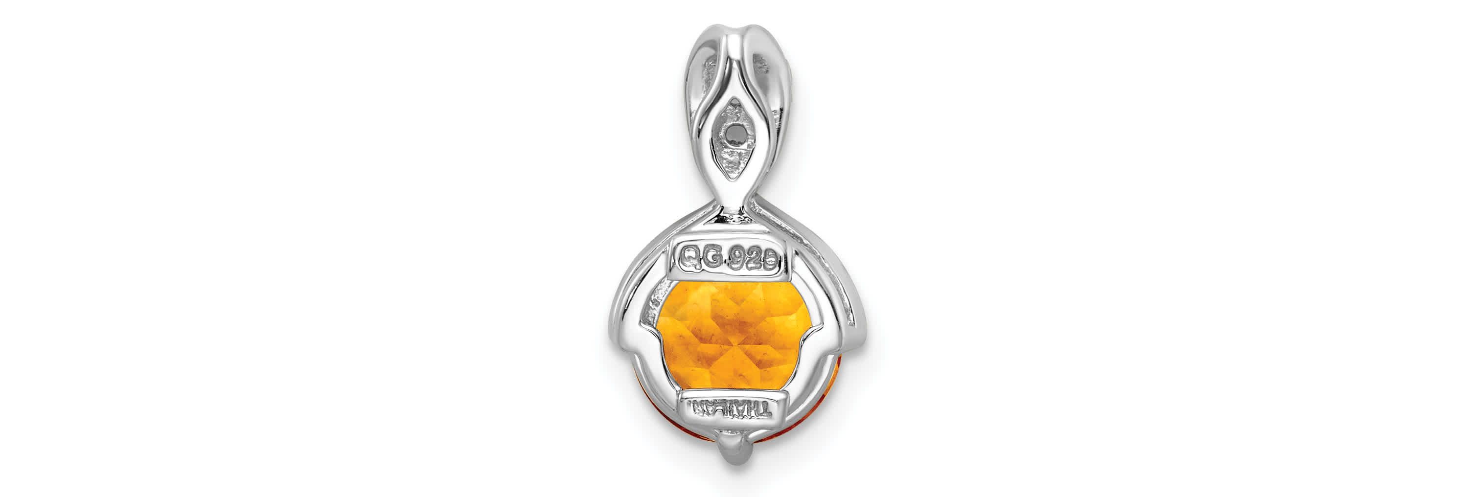 1.86 ct. t.w. Citrine and 0.06 ct. t.w. White Topaz Pendant in Rhodium-plated Sterling Silver