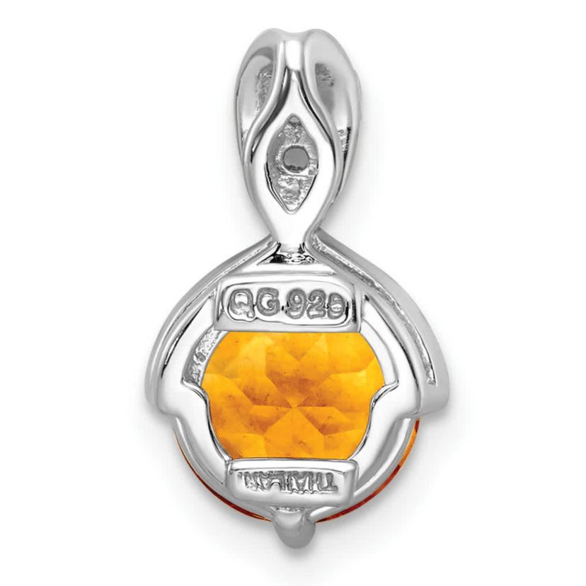 1.86 ct. t.w. Citrine and 0.06 ct. t.w. White Topaz Pendant in Rhodium-plated Sterling Silver