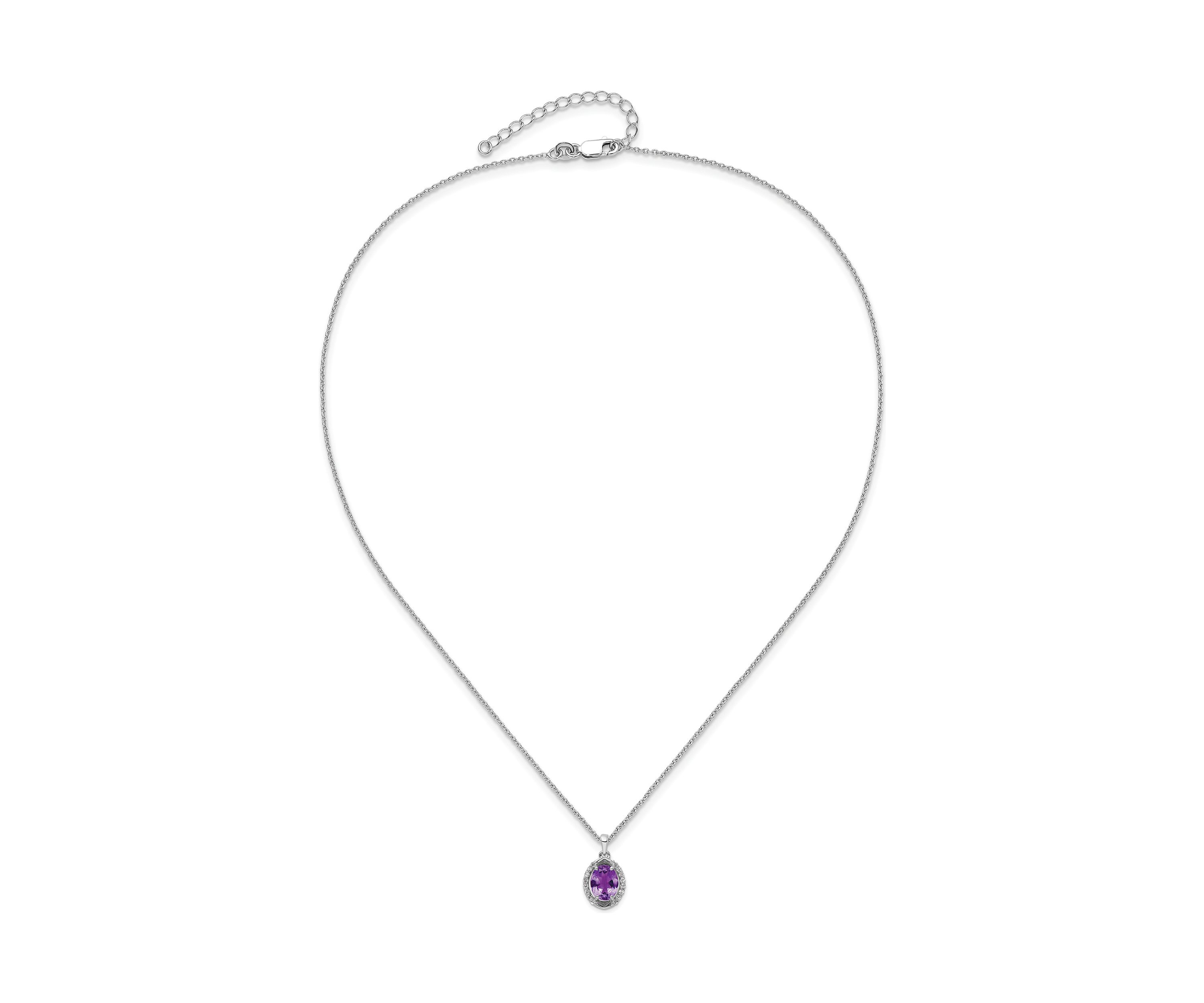 1.75 ct. t.w. Amethyst and White Topaz with 2-inch Extension Necklace in Rhodium-plated Sterling Silver