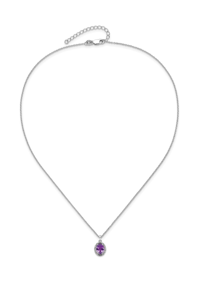1.75 ct. t.w. Amethyst and White Topaz with 2-inch Extension Necklace in Rhodium-plated Sterling Silver