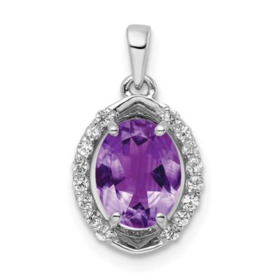 Belk & Co 1.6 ct. t.w. Amethyst and 1/4 ct. t.w. White Topaz Pendant in Rhodium-plated Sterling Silver