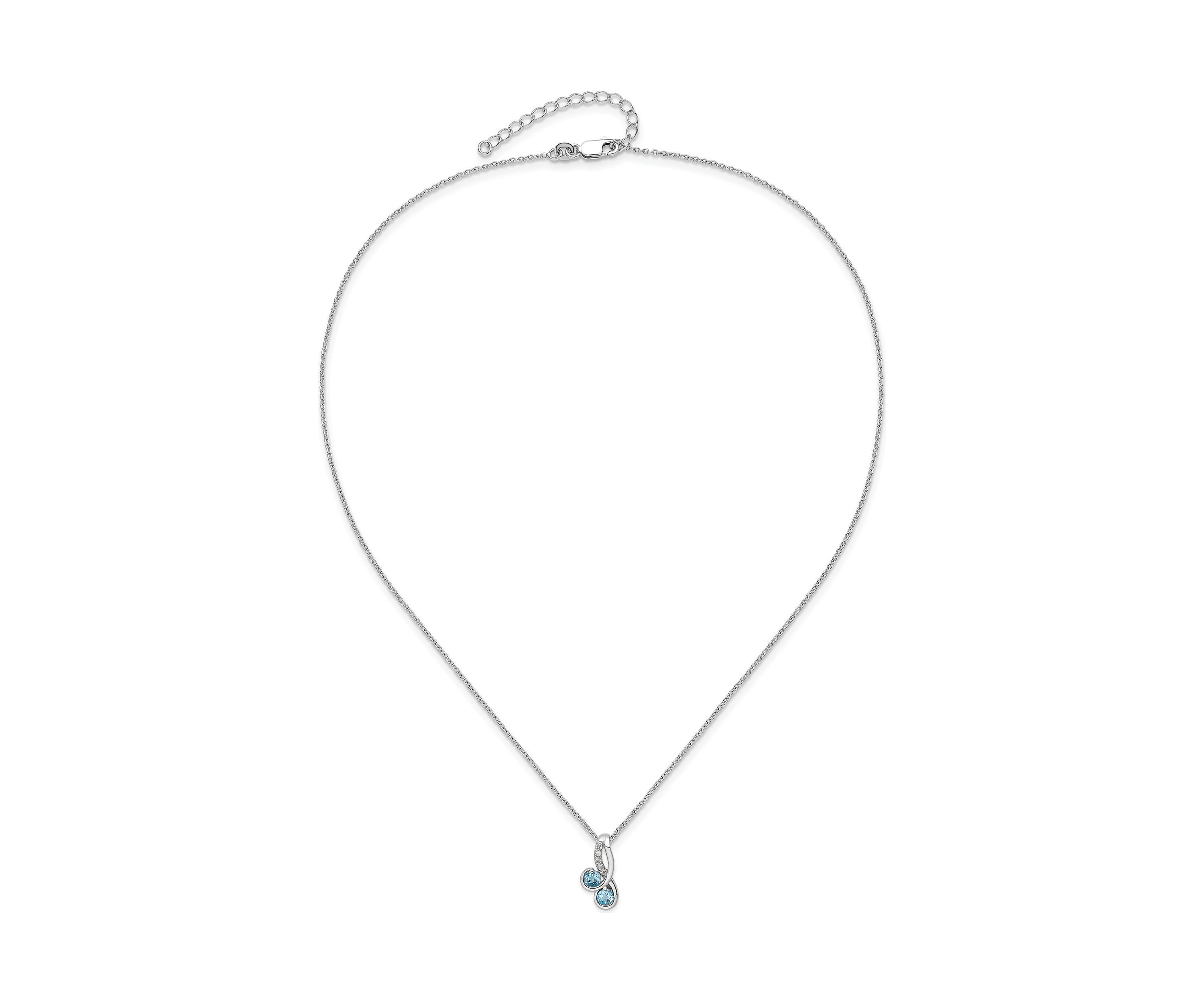 5/8 ct. t.w. Light Swiss Blue Topaz and White Topaz Pendant with 18-inch Cable Chain in Rhodium-plated Sterling Silver