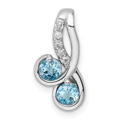 Belk & Co 5/8 ct. t.w. Blue Topaz and 1/10 ct. t.w. White Topaz Pendant in Rhodium-plated Sterling Silver