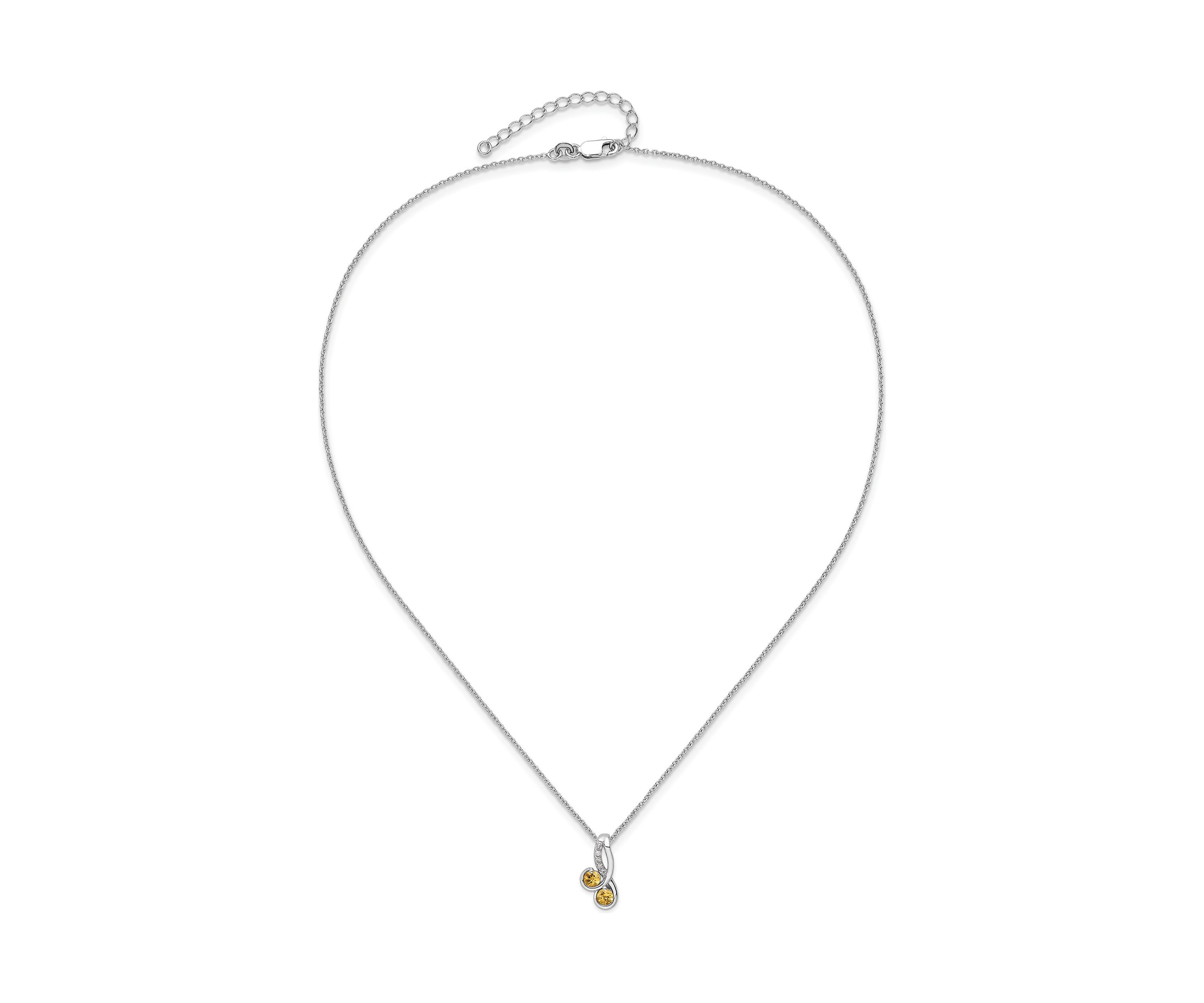 1/2 ct. t.w. Citrine and White Topaz Double Circle Pendant with 18-Inch Cable Chain in Rhodium-Plated Sterling Silver