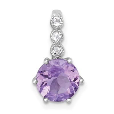 Belk & Co 1.74 ct. t.w. Amethyst and 1/10 ct. t.w. White Topaz Polished Chain Slide in Rhodium-plated Sterling Silver