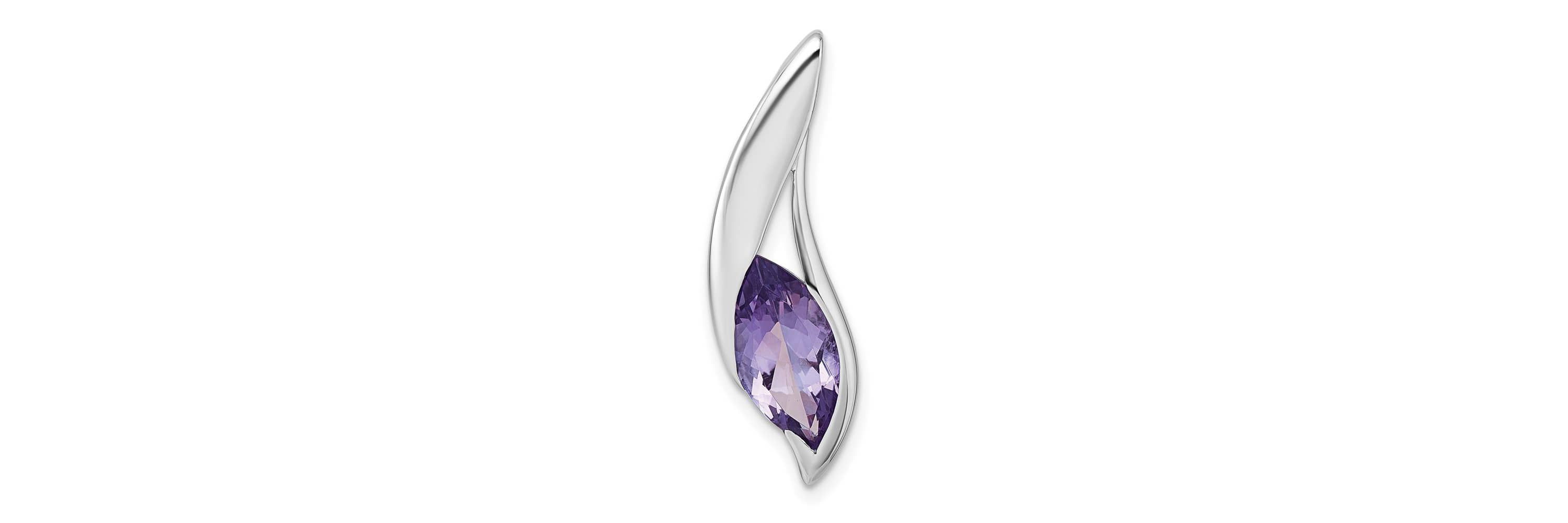 2.8 ct. t.w. Amethyst Polished Drop Chain Slide Pendant in Rhodium-plated Sterling Silver