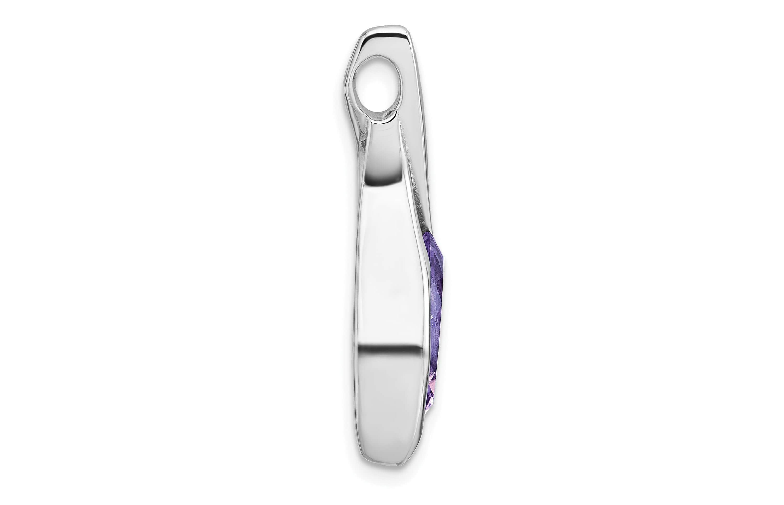 2.8 ct. t.w. Amethyst Polished Drop Chain Slide Pendant in Rhodium-plated Sterling Silver