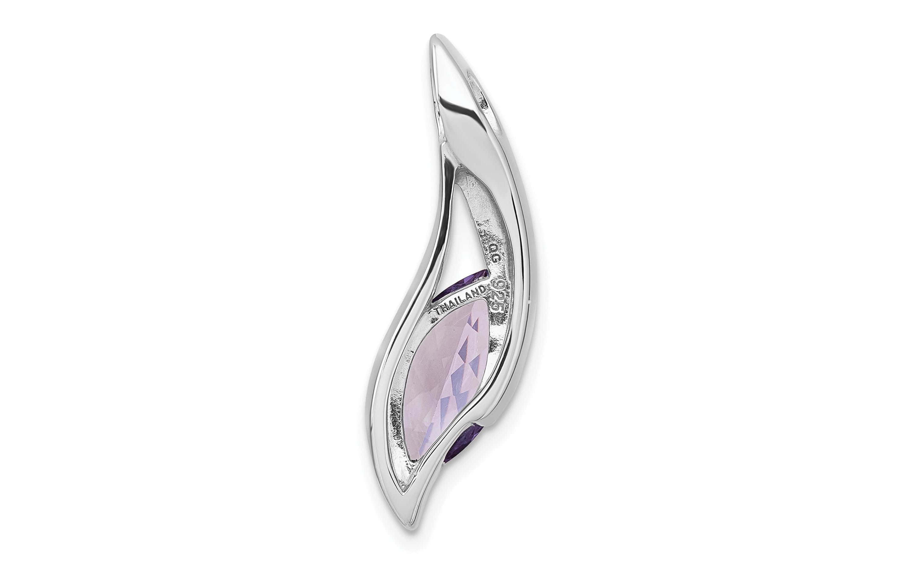 2.8 ct. t.w. Amethyst Polished Drop Chain Slide Pendant in Rhodium-plated Sterling Silver