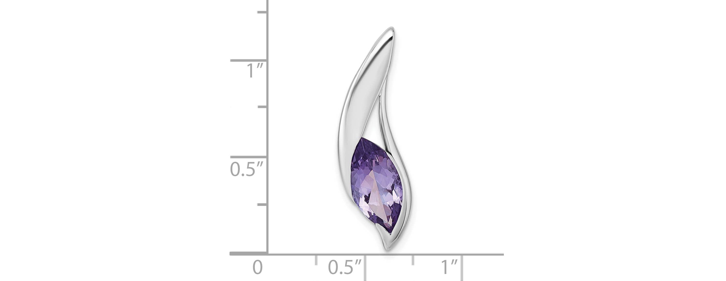 2.8 ct. t.w. Amethyst Polished Drop Chain Slide Pendant in Rhodium-plated Sterling Silver