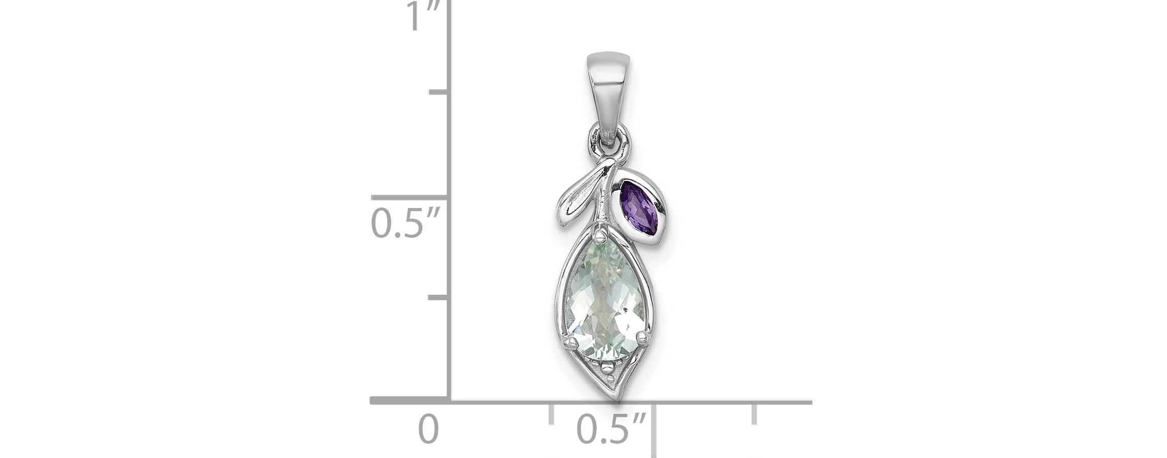 3/4 ct. t.w. Quartz and 0.08 ct. t.w. Amethyst Polished Leaf Pendant in Rhodium-plated Sterling Silver