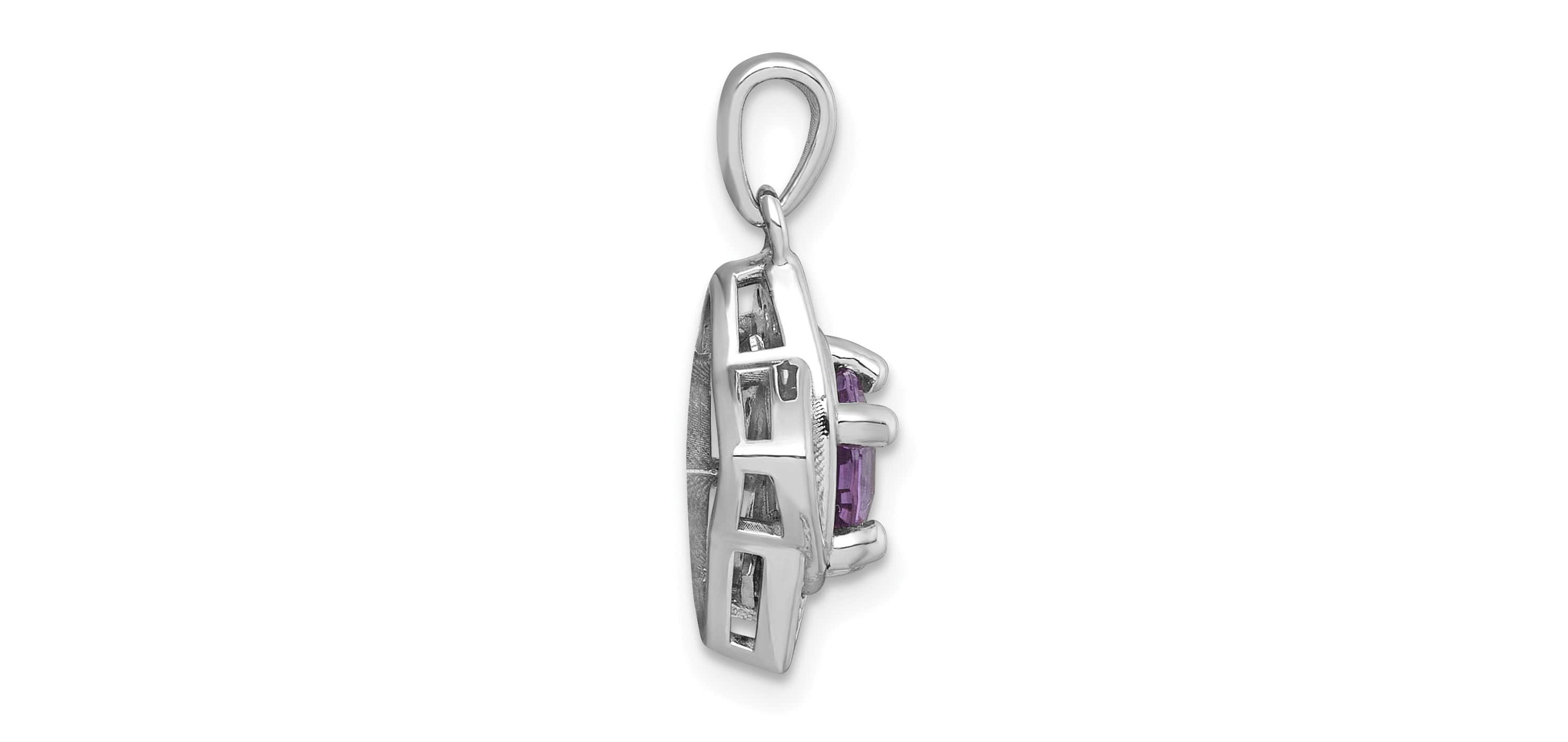 1 ct. t.w. Amethyst and 1/10 ct. t.w. White Topaz Polished Star Pendant in Rhodium-plated Sterling Silver