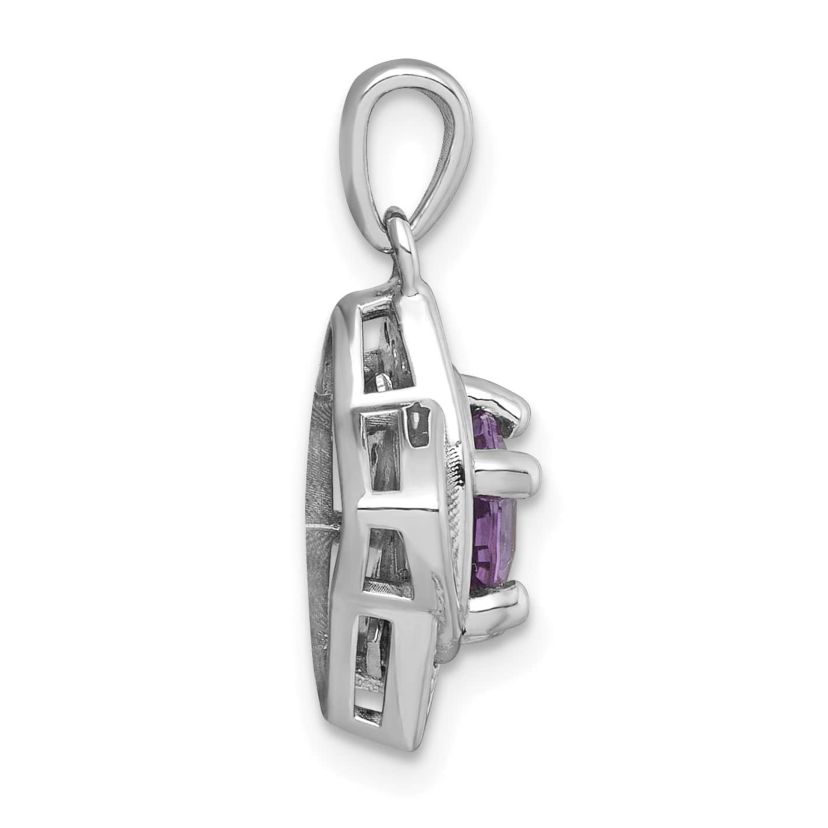 1 ct. t.w. Amethyst and 1/10 ct. t.w. White Topaz Polished Star Pendant in Rhodium-plated Sterling Silver