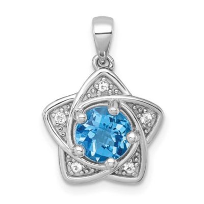 Belk & Co 1.46 ct. t.w. Blue Topaz and 1/10 ct. t.w. White Topaz Star Pendant in Rhodium-plated Sterling Silver