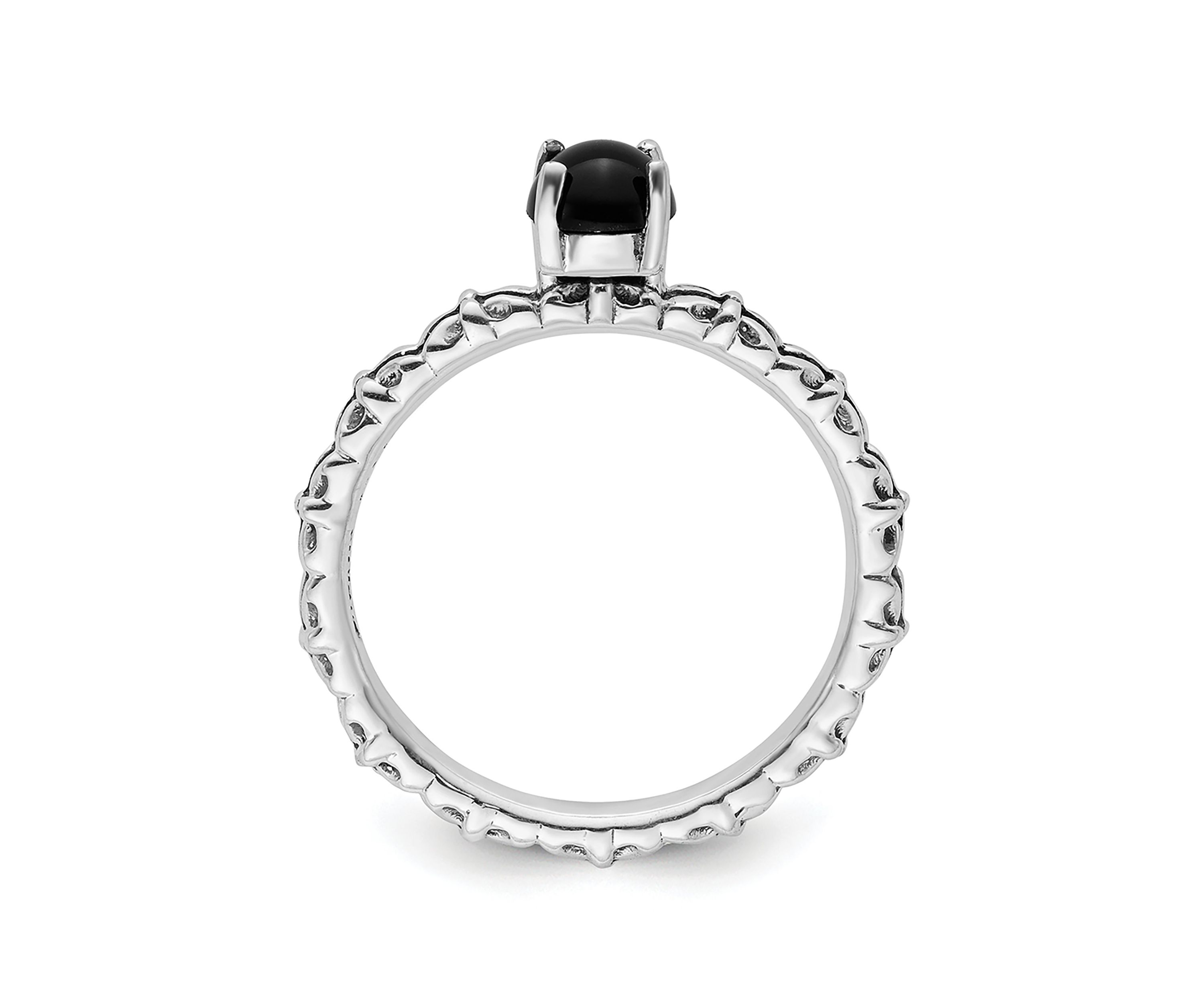 Sterling Silver Stackable Expressions Antiqued Black Agate Ring